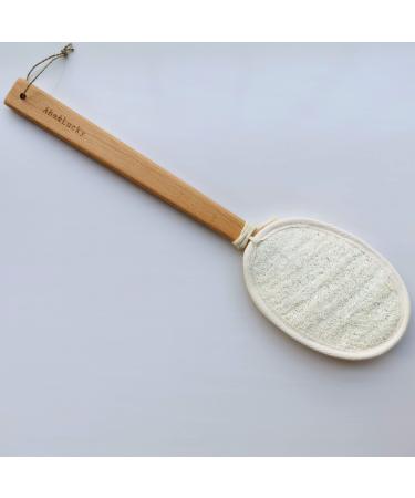 Aha&Lucky Back Scrubber with Double Side Natural Exfoliating Loofah Ergonomic Designed 17inches Long Beech Handle for Any Section of The Back Loofah with Handle