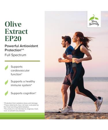 Terry Naturally Olive Extract EP20 - Brain Health Support Supplement with Olive Leaf Extract - Herbal Supplement to Aid Healthy Immune System Function - 60 Capsules (60 Servings) - Buy Online on GoSupps.com