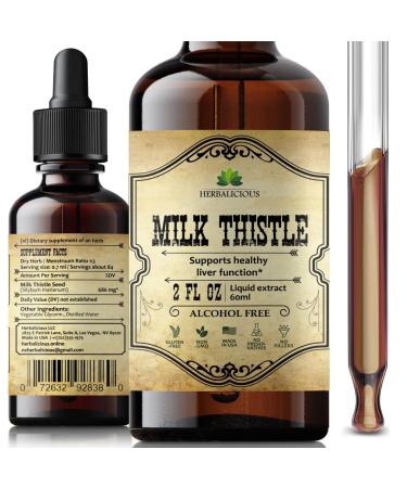 Milk Thistle Extract - All-Natural Cleanse and Detox Supplement for Liver Support Immune System Boost and Skin Health - Silymarin Nutritional Supplement - 2 fl Oz