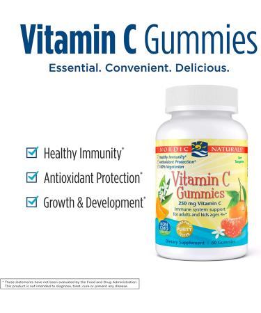 Nordic Naturals Vitamin C Gummies Tart Tangerine 250 mg 60 Gummies - Buy Online on GoSupps.com