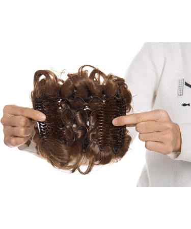 Drawstring Ponytail Clip in Comb Hair Extensions Chignon - Light Brown | Easy Up Do for Messy Curly Wavy Hair - Buy Online on GoSupps.com