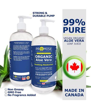 Promise Organic Aloe Vera Gel for Face Hair and Skin FAMILY SIZE 475 ML- Pure Aloe Vera Juice for Moisturizing Skincare After Sun Lotion for Sunburn Relief Keep Skin Healthy and Hydrated all Year Long 475 ml (Pack of 1) - Buy Online on GoSupps.com