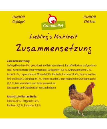 Granatapet Liebling's Meal Poultry Junior - Grain-Free Sugar-Free Dry Dog Food (4 Pack 4 x 1.8 kg) - Premium Nutrition for Puppies - Buy Online on GoSupps.com