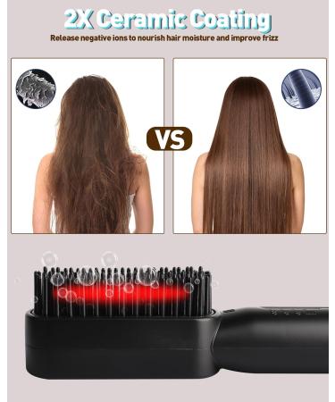 Portable Cordless Straightening Brush - Mini Negative Ion Styler for Travel | Fast Heating & Easy Hairstyles Anywhere - Buy Online on GoSupps.com