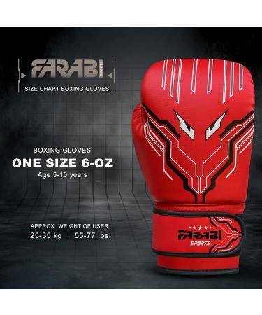 Farabi Sports 6oz Boxing Gloves for Kids - Boys & Girls Youth Training Gloves for MMA Muay Thai & Punching Bag (Ages 5-10) - Red - Buy Online on GoSupps.com