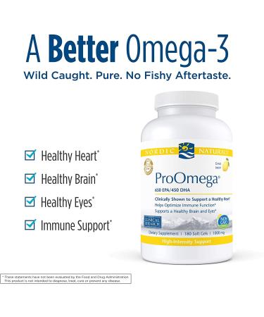 Buy Nordic Naturals ProOmega Lemon 1000 mg - 180 Softgels | Omega-3 Fish Oil Supplement - Buy Online on GoSupps.com
