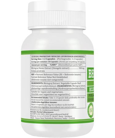 Morsan Nutraveda Bhringraj Capsules Eclipta alba 60 pieces 500mg per Capsule Ayurvedic Herbal Supplement PlantBased Wellness Support 1 - Buy Online on GoSupps.com