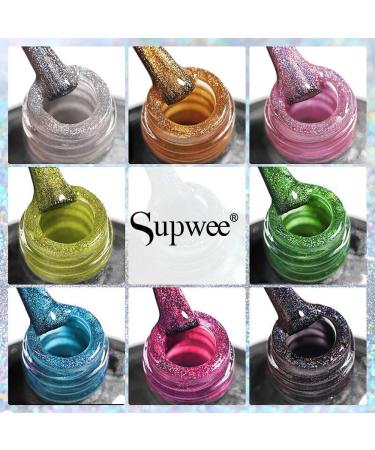 8PCS/6PCS Gel Nail Polish Set Holographic Gel 7ml Colorful Super Laser Shiny Varnish Semi Permanent UV Nails Art Lacquers - (Color: SE-Set042-Box) - Buy Online on GoSupps.com