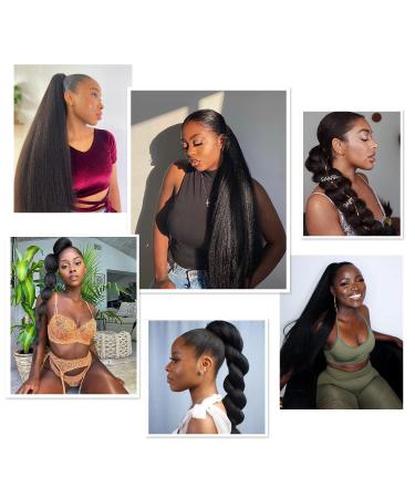 WIGNEE Kinky Straight Wrap Around Ponytail Extension - Natural Black 30 Inch for Black Women - Buy Online on GoSupps.com