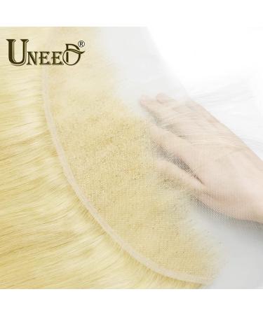 12 UNEED 613 Blonde Brazilian Virgin Remy Human Hair Frontal Closure 13x4 Transparent HD Lace Frontal - Pre Plucked, Natural Hairline (12A Straight) - Buy Online on GoSupps.com