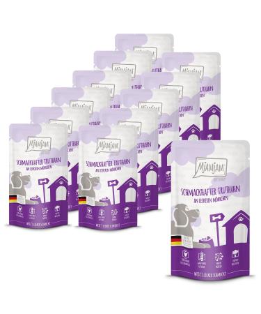 MjAMjAM - Premium wet food for dogs - Quetschie - tasty turkey meat accompanied by delicious carrots pack of 12 (12 x 125g)