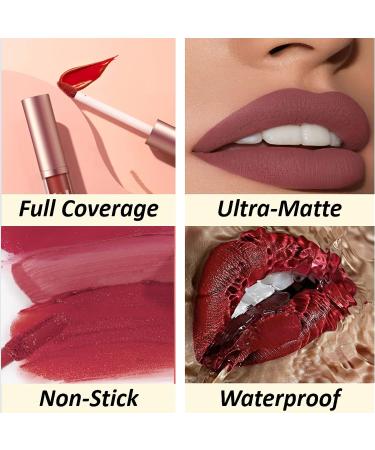 MIELIKKI Matte Liquid Lipstick and Lip Liner Set | Non-Stick Cup Lip Gloss + Lip Liner Pen | High Pigmented & Waterproof | Long-Lasting | 03 - Buy Online on GoSupps.com
