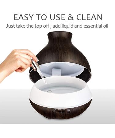 550ml Aromatherapy Essential Oil Diffuser Humidifier for Large Room - 12hr High Mist Output, Waterless Auto-Off, 7 Color LED, Wood Grain Ultrasonic Diffuser - Dark Brown - Buy Online on GoSupps.com
