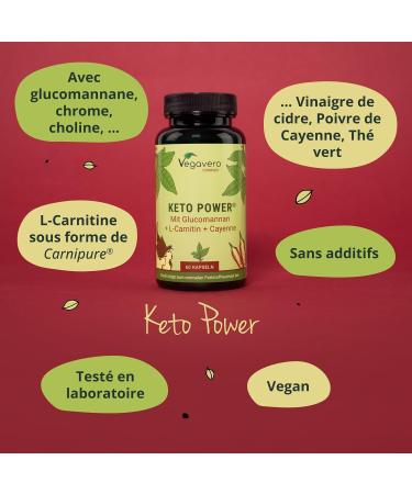 KETO Power | WEIGHT LOSS* | With Konjac L-Carnitine Green Tea Capsaicin | NATURAL & No Additives | 60 Capsules | Vegavero  - Buy Online on GoSupps.com