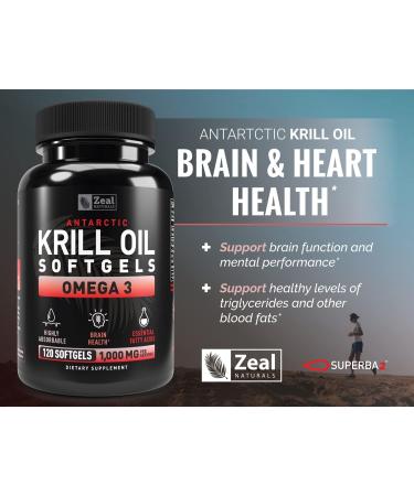 Antarctic Krill Oil 1000mg (120 Softgels) with EPA, DHA & Astaxanthin - Omega 3 Supplement for Joint, Brain & Heart Support - 120 Count - Buy Online on GoSupps.com