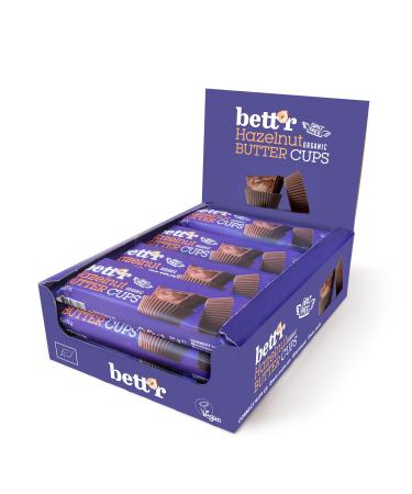 Bett r Bio Hazelnut Butter Cups. 100% Vegan Gluten Free and Lactose Free - 12 x 39 g Bett'r Bio Hazelnut Butter Cups - Buy Online on GoSupps.com
