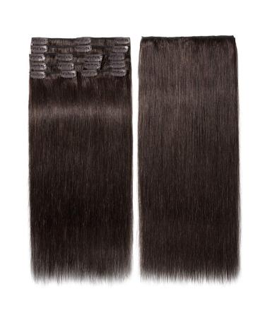 100% Remy Human Hair Clip-In Extensions - 100g 45cm Dark Brown (#2) - International Shipping - Buy Online on GoSupps.com