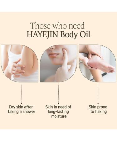 HAYEJIN Hydrating Rice Bran Body Oil - Gluten Free, Hypoallergenic Formula - Korean Moisturizer for Dry & Sensitive Skin (200ml) - Buy Online on GoSupps.com