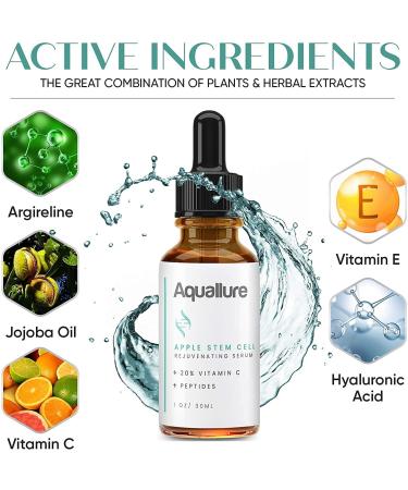 Complexion MD Anti-Aging Skin Care - Aquallure Apple Stem Cell Rejuvenating Serum - Anti Wrinkle Cream - Reduce Fine Lines & Wrinkles - with Peptides & Hyaluronic Acid (Bundle) (1 oz Each) (2 items) - Buy Online on GoSupps.com