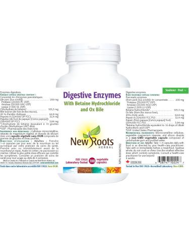 New Roots Herbal Digestive Enzymes with HCL 100 Veg Capsules - Comprehensive Digestive Support Supplement for Men & Women Eases Discomfort Includes Papaya & Lipase Enzymes Pancreatic Function Aid - Buy Online on GoSupps.com