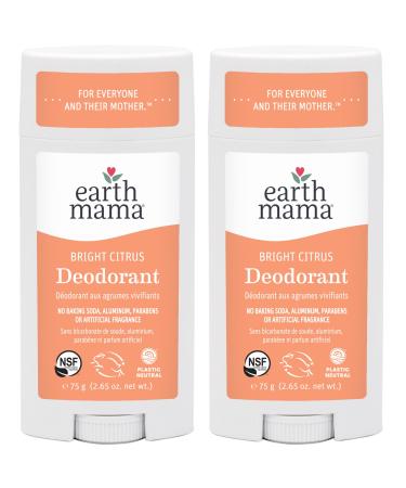 Earth Mama Bright Citrus Deodorant | Safe for Sensitive Skin Pregnancy and Breastfeeding Contains Organic Grapefruit and Calendula No Baking Soda or Aluminum 2.65-Ounce (2-Pack) NEW Bright Citrus 3 Ounce (Pack of 2)