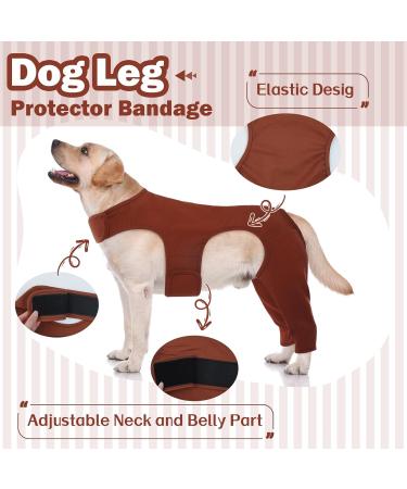 HJYOKUSO Dog Recovery Suit - Surgery Suit for Dogs Leg Protection Prevent Licking & Biting Brown - Buy Online on GoSupps.com