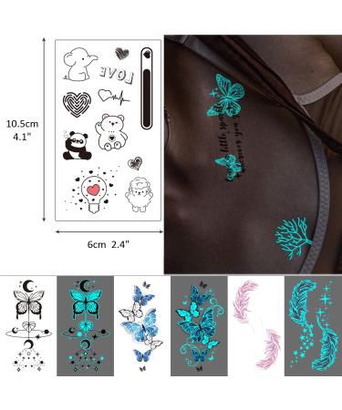 Glow in the Dark Blue Temporary Tattoos - 180+ Styles, 36 Sheets - Fake Body Tattoo Stickers for Adults, Luminous Party Favors - Men, Women, Nightclub, Pub - Buy Online on GoSupps.com