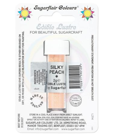 Sugarflair Silky Peach Edible Lustre Dust Add a Lustrous Shine to Cakes or Decorations. Brush On or Add Rejuvenator to Create Eye-Catching Edible Paint Gives Shine to Your Bakes - 2g