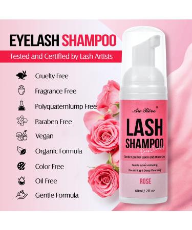 Lash Shampoo for Extensions | Oil-Free Eyelash Cleanser | Gentle Foaming 60ml | Salon & Home Care - Rose Scent - Buy Online on GoSupps.com