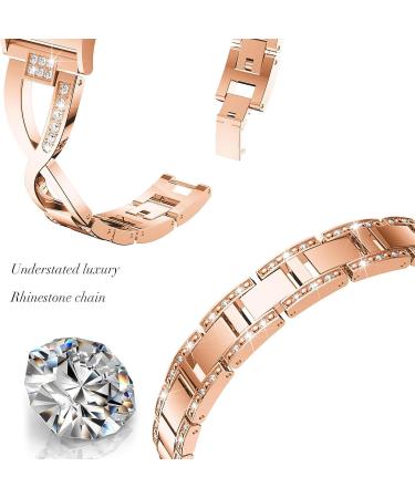 Abanen Metal Bands for Fitbit Charge 5 - Rose Gold Alloy Bling Bands | Adjustable Lightweight Wristbands for Women with Stainless Steel Quick Release Adapter - Buy Online on GoSupps.com