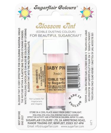 Sugarflair Baby Pink Blossom Tint Food Colouring and Dusting Powder Matt Finish Brush On or Mix with Rejuvenator Spirit to Create a One of A Kind Cake - 7ml