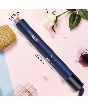 TECHMERI 2-in-1 Ceramic Hair Straightener and Curler - 1 Inch Digital Flat Iron - Dual Voltage - Blue - Buy Online on GoSupps.com