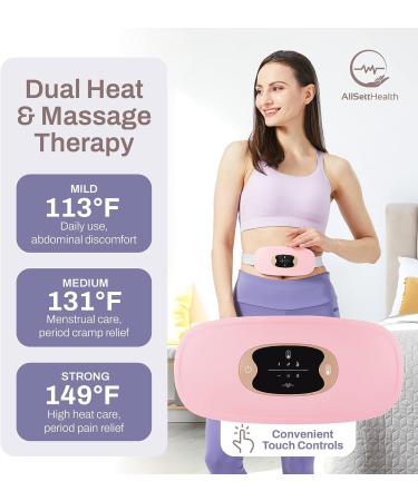Portable Menstrual Heating Pad for Cramps - 3 Massager + 3 Heat Settings - Rechargeable Travel Period Pain Relief Pad in Pink - Buy Online on GoSupps.com