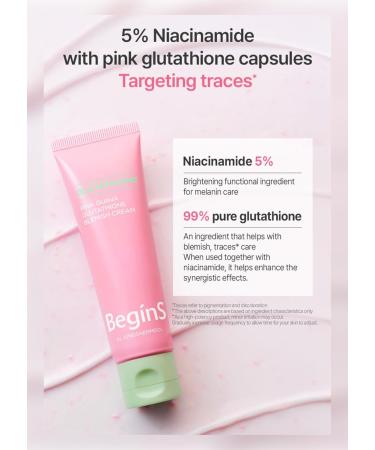 BeginS by JUNGSAEMMOOL Pink Guava Glutathione Blemish Cream 1.7 Fl Oz Facial Moisturizer with 99% Pure Glutathione Niacinamide and Vitamin C Lightweight Hydration Korean Skincare for Daily Use - Buy Online on GoSupps.com