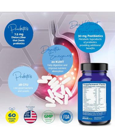 4-in-1 Pre Post Probiotics & Digestive Enzymes - Complete Gut Health & Digestive Support for Women & Men - Prebiotic Probiotic & Postbiotic Gas & Bloating Relief 60 Non GMO Capsules - Buy Online on GoSupps.com