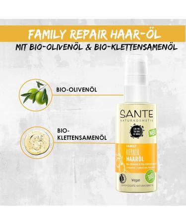 Sante Natural Cosmetics Family Repair Hair Oil - Vegan Organic Olive & Climbing Seed Oil | 75ml - Buy Online on GoSupps.com