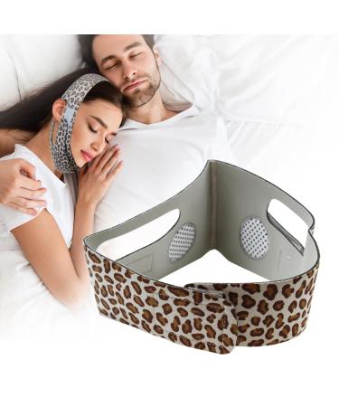 Anti Snoring Chin Strap Ambreview Anti Snoring Devices Effective Stop Snoring for Women Adjustable and Breathable Chin Strap for Better Sleep (Leopard Print Head Strap)
