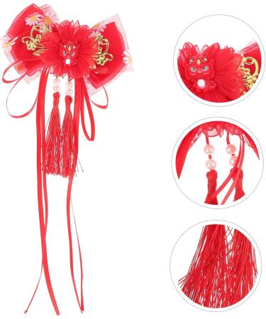 Ipetboom fabric hair pin hairpins girls hair barrettes child girl Hanfu red chinese hair accessories Hair clips temperament Large ribbon hairpin hair accessories accessories - Buy Online on GoSupps.com