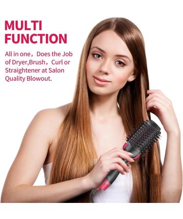 Round Ionic Hair Brush Dryer - 4 in 1 Hot Air Brush for Smooth Frizz-Free Blowout | Pink - Buy Online on GoSupps.com