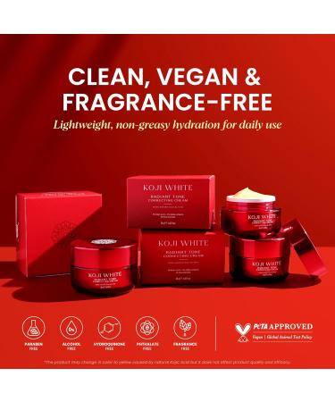 Koji White 1% Kojic Acid Cream | Face Moisturizer Radiant Tone Correcting Cream with 1% Alpha-Arbutin 3% Niacinamide & Hyaluronic Acid for All Skin Types Unscented Vegan Skincare 1.05 FL Oz - Buy Online on GoSupps.com