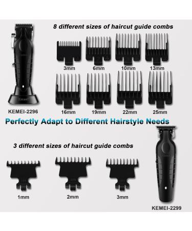 KEMEI Black Professional Hair Clippers and Trimmer Set Electric Hair Clippers for Men Cordless Barber Clippers T Blade Outliner Trimmer USB Rechargeable Haircut Clippers km-2296 km-2299 - Buy Online on GoSupps.com