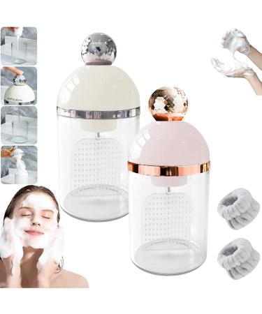 2024 New Electric Foam Maker for Face Wash Rechargeable Soap Dispenser Shampoo Bubbler Skincare Tools Cleanser Foam Maker Skincare Cleaner Tool for Home & Travel (2PCS-3)