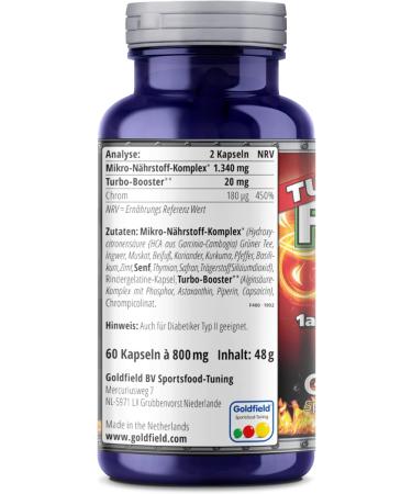 Goldfield Turbo Fat Burner Plus - Powerful Garcinia Cambogia Complex Appetite Suppressant & Slim Booster | 60 Capsules | International Shipping Available - Buy Online on GoSupps.com