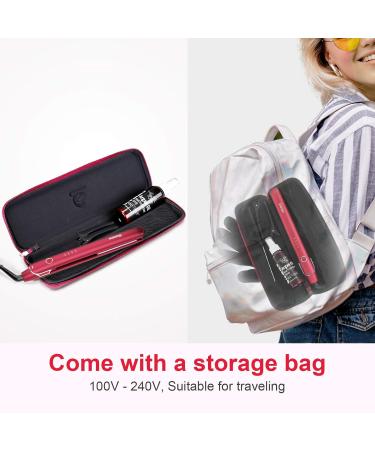 Professional Salon Hair Straightener & Heat Protector - 2 in 1 Tourmaline Ceramic Flat Iron for All Hair Types - Adjustable Temperature High Heat - Pink - Buy Online on GoSupps.com