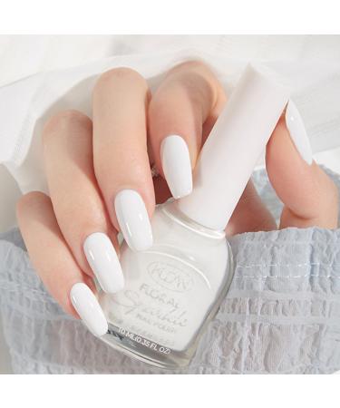 Milky White Nail Polish Nail Varnish French Manicure Natural Transparent Quick Dry Long Lasting Nail Polish No Need Baking Water Based Formula Nail Varnish DIY Nail Art Manicure at Home(10ml)