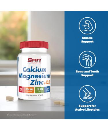 Calcium Magnesium Zinc + D3 Supplement - Essential Mineral Blend for Bone Health and Immune Support 30 Servings - Buy Online on GoSupps.com
