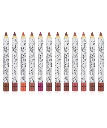 Ownest 12 Colors Lip Liner Pen Set,Lip Liner Lipstick Combination Kit,Matte Lipstick Nude Color Lip Liner Pencil High Pigment Lip Liner Pencil Can Shape Sexy Lips