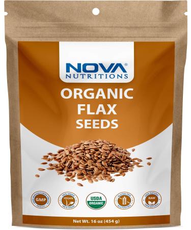 Nova Nutritions Certified Organic Whole Flax Seeds 16 OZ (454 gm) (1 Pound (Pack of 1))