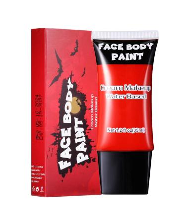 Red Face Paint - Water Based Full Body Halloween Makeup for Adults - Clown Joker Demon Vampire - 1.2 fl oz (35ml - Buy Online on GoSupps.com