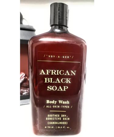 VOYAGER African Black Soap Body Wash for ALL SKIN TYPES - SOOTHES DRY SENSITIVE SKIN with SANDALWOOD 724 ml - Buy Online on GoSupps.com